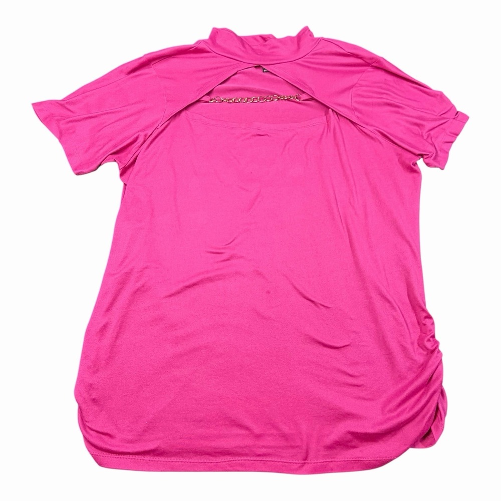 Love Brand Hot Pink Short Sleeve Mock Neck Top with Chain‎ Detail Size 3X